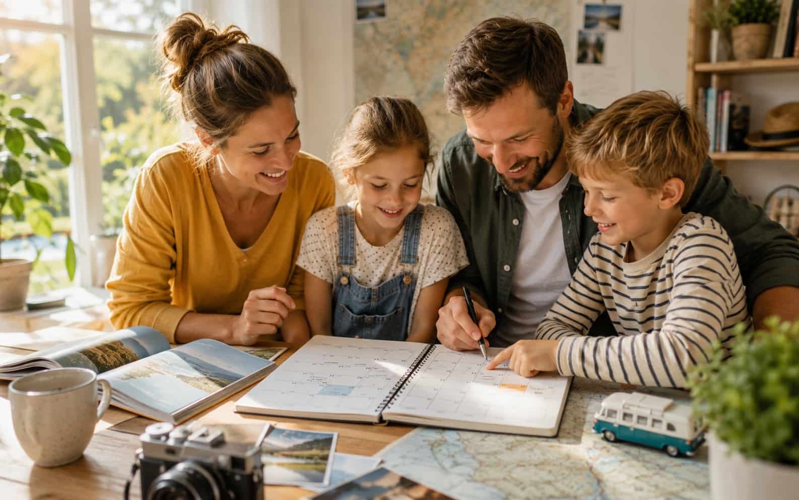 Ferienkalender mit aufgeräumter Familienplanung