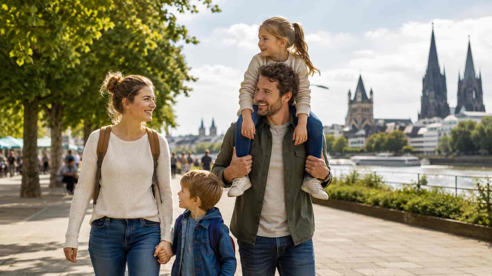 Familie verbringt Ferien in Nordrhein-Westfalen mit Kindern zwischen Natur und Stadt