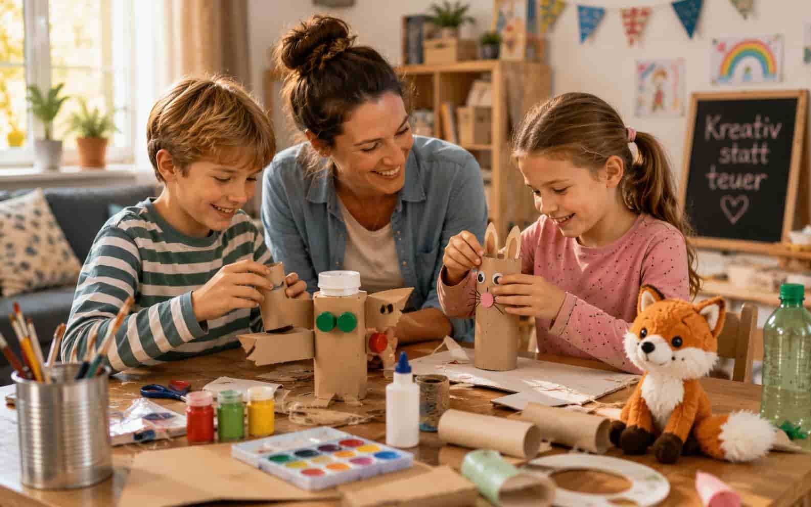 Kinder basteln zuhause als kostenlose Ferienidee