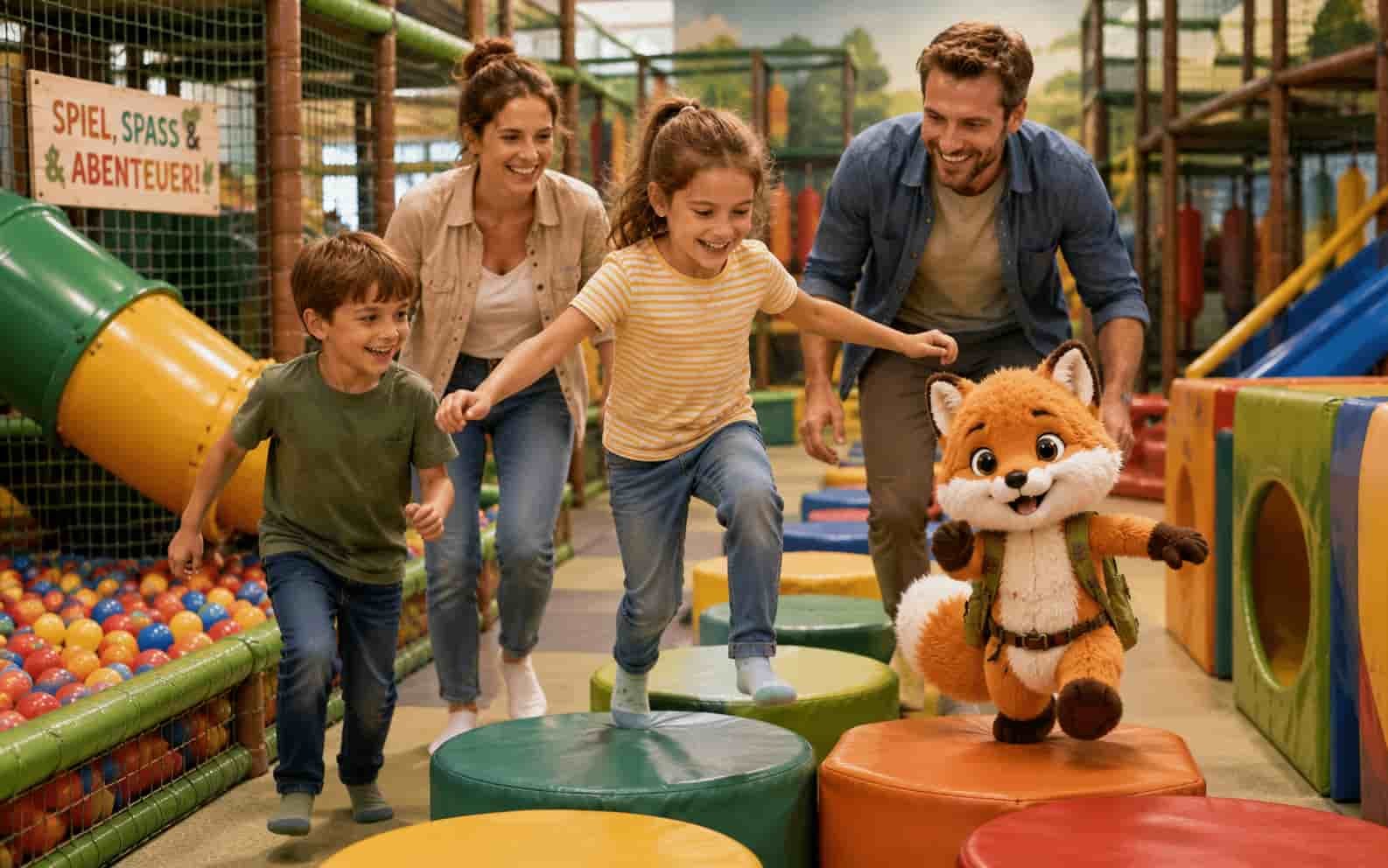 Familie mit Ferifuchs als allgemeines Ersatzbild für einen Safari-Ausflug in Niedersachsen