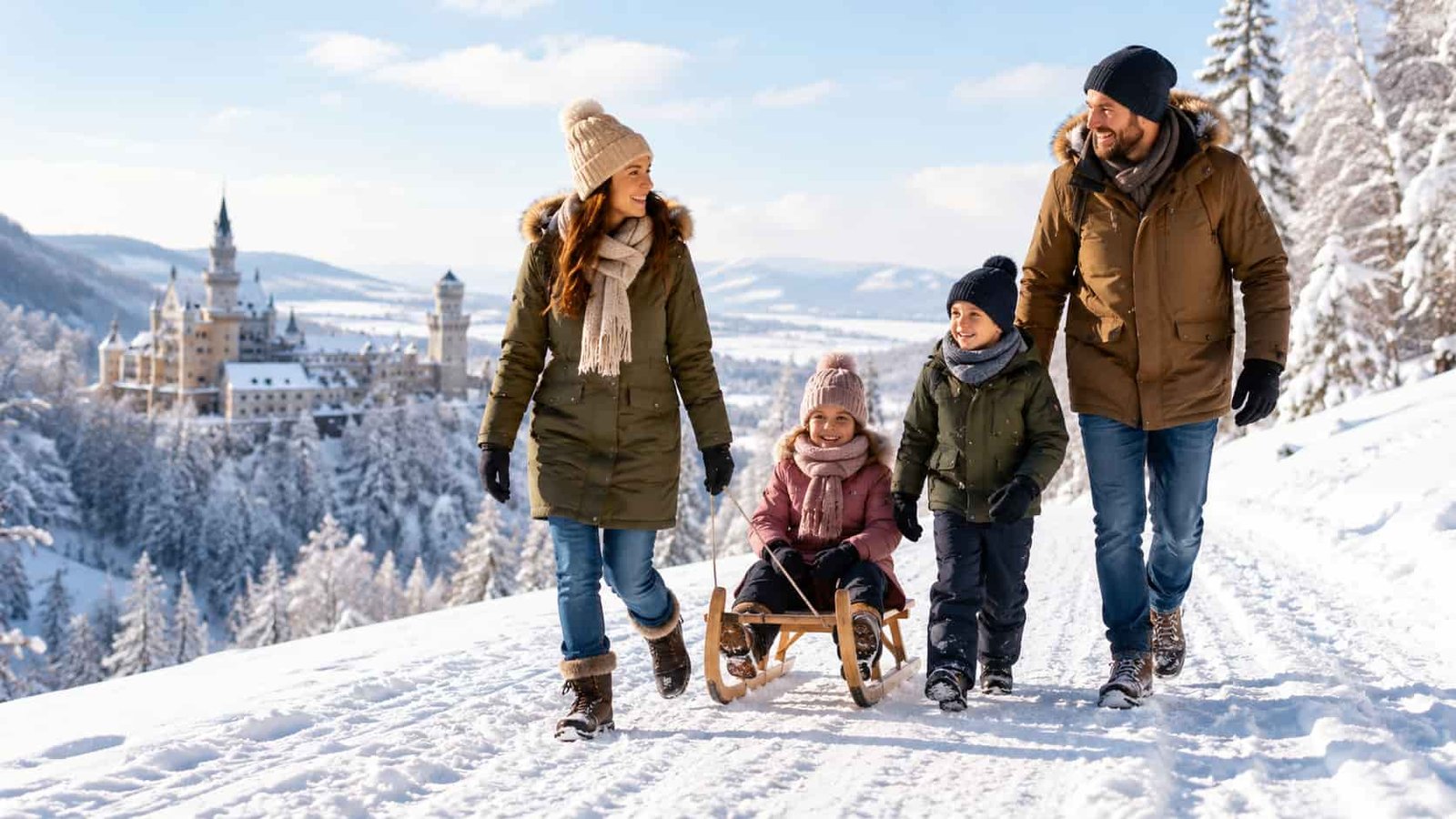 Familie erlebt einen sonnigen Sommerausflug mit Kindern