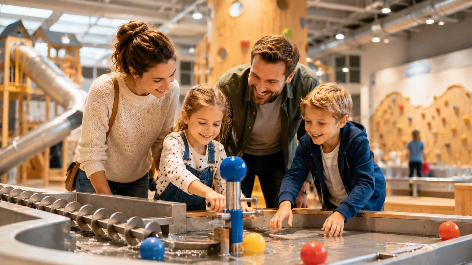 Familie in einer hellen Indoor-Erlebniswelt als Ersatzbild für Starlight Express Bochum