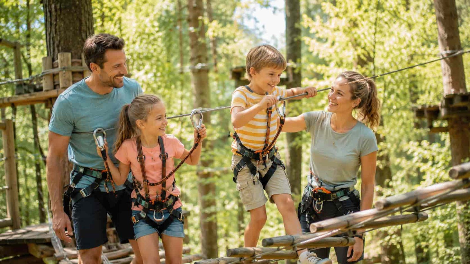 Familie erlebt ein aktives, sicheres Abenteuer als Symbolbild für teenagerfreundliche Ausflüge